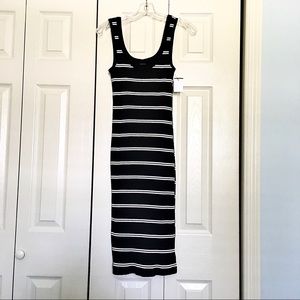 Bodycon midi knit black and white dress